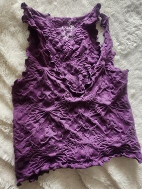 Free People Sculpted Floral Knit Tank Top in Purple